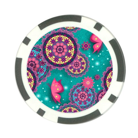 Floral Pattern, Abstract, Colorful, Flow Poker Chip Card Guard from ArtsNow.com Front