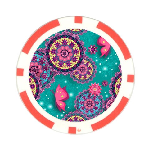 Floral Pattern, Abstract, Colorful, Flow Poker Chip Card Guard from ArtsNow.com Front