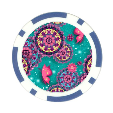 Floral Pattern, Abstract, Colorful, Flow Poker Chip Card Guard from ArtsNow.com Front