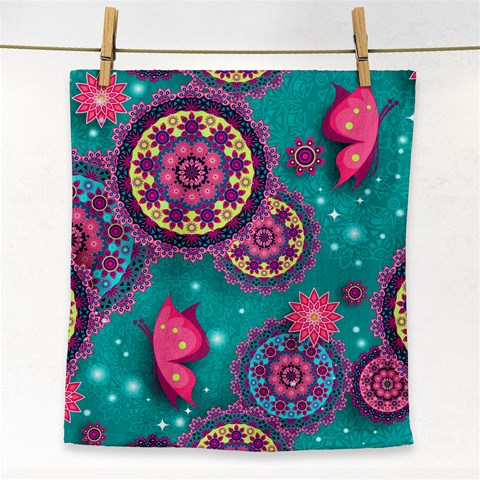 Floral Pattern, Abstract, Colorful, Flow Face Towel from ArtsNow.com Front