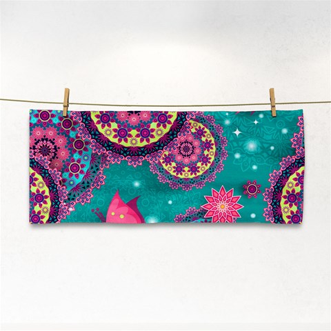 Floral Pattern, Abstract, Colorful, Flow Hand Towel from ArtsNow.com Front