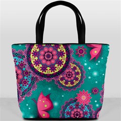 Floral Pattern, Abstract, Colorful, Flow Bucket Bag from ArtsNow.com Front