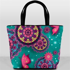 Floral Pattern, Abstract, Colorful, Flow Bucket Bag from ArtsNow.com Back