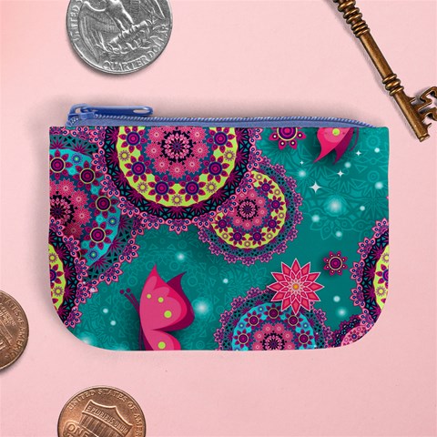 Floral Pattern, Abstract, Colorful, Flow Mini Coin Purse from ArtsNow.com Front