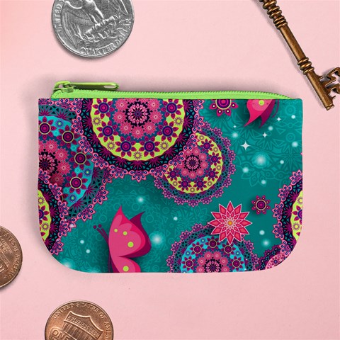 Floral Pattern, Abstract, Colorful, Flow Mini Coin Purse from ArtsNow.com Front