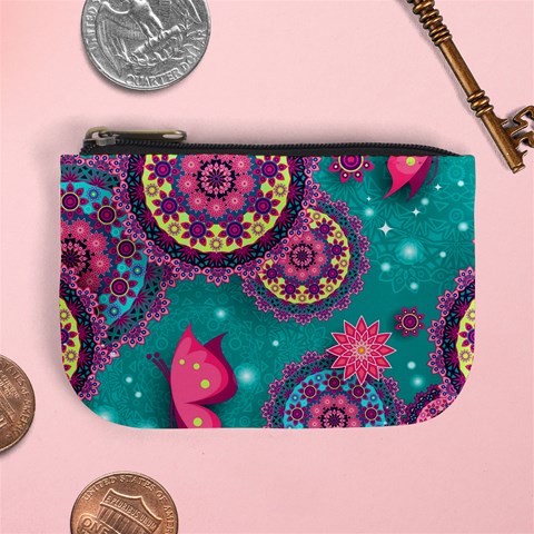 Floral Pattern, Abstract, Colorful, Flow Mini Coin Purse from ArtsNow.com Front