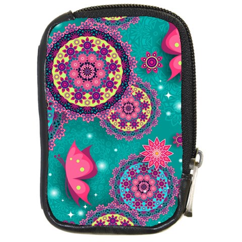 Floral Pattern, Abstract, Colorful, Flow Compact Camera Leather Case from ArtsNow.com Front