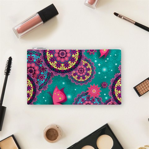 Floral Pattern, Abstract, Colorful, Flow Cosmetic Bag (Small) from ArtsNow.com Front