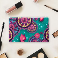 Floral Pattern, Abstract, Colorful, Flow Cosmetic Bag (Medium) from ArtsNow.com Back