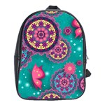 Floral Pattern, Abstract, Colorful, Flow School Bag (Large)