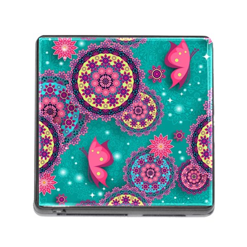 Floral Pattern, Abstract, Colorful, Flow Memory Card Reader (Square 5 Slot) from ArtsNow.com Front