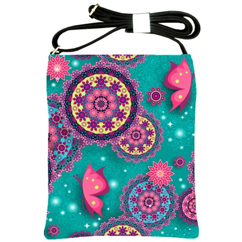 Floral Pattern, Abstract, Colorful, Flow Shoulder Sling Bag from ArtsNow.com Front