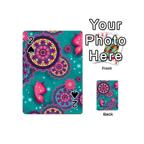 Floral Pattern, Abstract, Colorful, Flow Playing Cards 54 Designs (Mini) from ArtsNow.com Front - Spade2