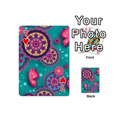 Floral Pattern, Abstract, Colorful, Flow Playing Cards 54 Designs (Mini) from ArtsNow.com Front - Heart7