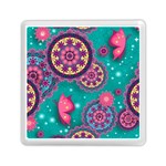 Floral Pattern, Abstract, Colorful, Flow Memory Card Reader (Square)