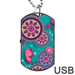 Floral Pattern, Abstract, Colorful, Flow Dog Tag USB Flash (Two Sides)