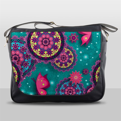 Floral Pattern, Abstract, Colorful, Flow Messenger Bag from ArtsNow.com Front