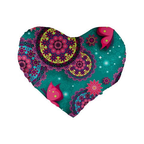 Floral Pattern, Abstract, Colorful, Flow Standard 16  Premium Heart Shape Cushions from ArtsNow.com Front