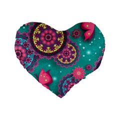 Floral Pattern, Abstract, Colorful, Flow Standard 16  Premium Heart Shape Cushions from ArtsNow.com Front