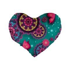 Floral Pattern, Abstract, Colorful, Flow Standard 16  Premium Heart Shape Cushions from ArtsNow.com Back