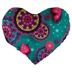 Floral Pattern, Abstract, Colorful, Flow Large 19  Premium Heart Shape Cushions from ArtsNow.com Back