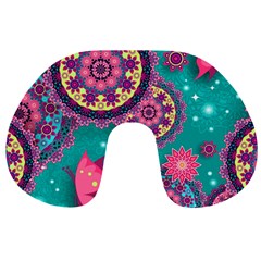 Floral Pattern, Abstract, Colorful, Flow Travel Neck Pillow from ArtsNow.com Front