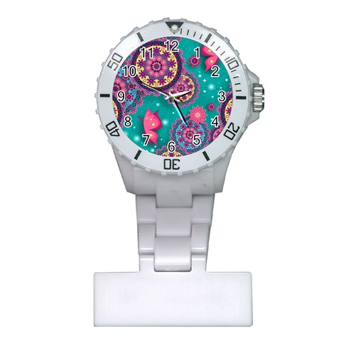 Floral Pattern, Abstract, Colorful, Flow Plastic Nurses Watch from ArtsNow.com Front