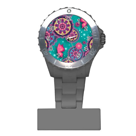 Floral Pattern, Abstract, Colorful, Flow Plastic Nurses Watch from ArtsNow.com Front