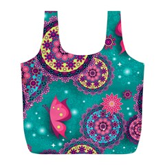 Floral Pattern, Abstract, Colorful, Flow Full Print Recycle Bag (L) from ArtsNow.com Front