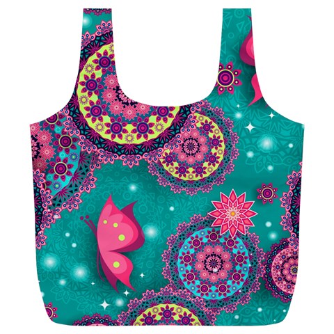 Floral Pattern, Abstract, Colorful, Flow Full Print Recycle Bag (XL) from ArtsNow.com Front