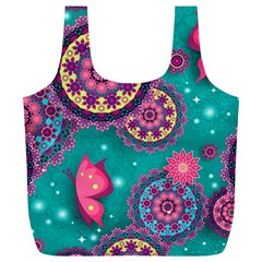 Floral Pattern, Abstract, Colorful, Flow Full Print Recycle Bag (XL) from ArtsNow.com Front