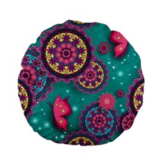 Floral Pattern, Abstract, Colorful, Flow Standard 15  Premium Flano Round Cushions from ArtsNow.com Front