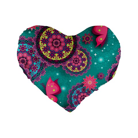 Floral Pattern, Abstract, Colorful, Flow Standard 16  Premium Flano Heart Shape Cushions from ArtsNow.com Front