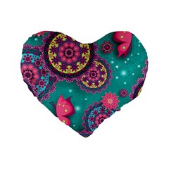 Floral Pattern, Abstract, Colorful, Flow Standard 16  Premium Flano Heart Shape Cushions from ArtsNow.com Front