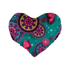 Floral Pattern, Abstract, Colorful, Flow Standard 16  Premium Flano Heart Shape Cushions from ArtsNow.com Back