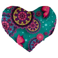 Floral Pattern, Abstract, Colorful, Flow Large 19  Premium Flano Heart Shape Cushions from ArtsNow.com Front