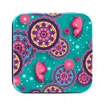 Floral Pattern, Abstract, Colorful, Flow Square Metal Box (Black)