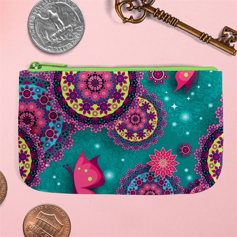 Floral Pattern, Abstract, Colorful, Flow Large Coin Purse from ArtsNow.com Front