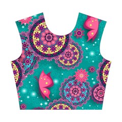 Floral Pattern, Abstract, Colorful, Flow Cotton Crop Top from ArtsNow.com Front