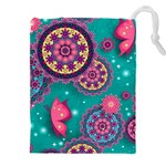 Floral Pattern, Abstract, Colorful, Flow Drawstring Pouch (4XL)