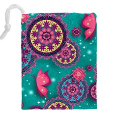 Floral Pattern, Abstract, Colorful, Flow Drawstring Pouch (4XL) from ArtsNow.com Back