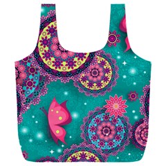 Floral Pattern, Abstract, Colorful, Flow Full Print Recycle Bag (XXL) from ArtsNow.com Front