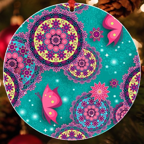 Floral Pattern, Abstract, Colorful, Flow UV Print Acrylic Ornament Round from ArtsNow.com Front