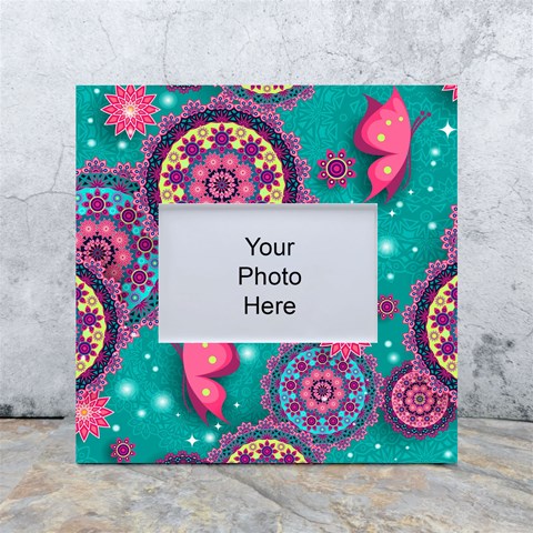 Floral Pattern, Abstract, Colorful, Flow White Box Photo Frame 4  x 6  from ArtsNow.com Front