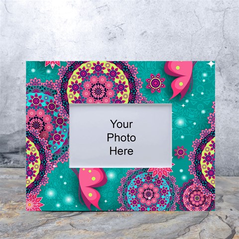 Floral Pattern, Abstract, Colorful, Flow White Tabletop Photo Frame 4 x6  from ArtsNow.com Front