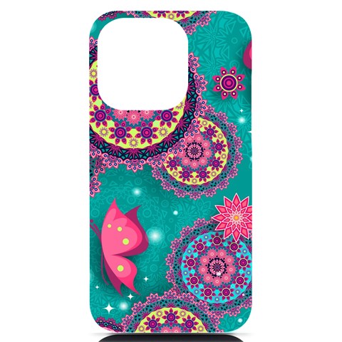 Floral Pattern, Abstract, Colorful, Flow iPhone 14 Pro Black UV Print Case from ArtsNow.com Front