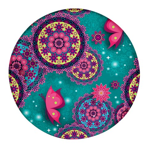 Floral Pattern, Abstract, Colorful, Flow Round Glass Fridge Magnet (4 pack) from ArtsNow.com Front