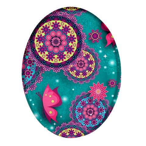 Floral Pattern, Abstract, Colorful, Flow Oval Glass Fridge Magnet (4 pack) from ArtsNow.com Front