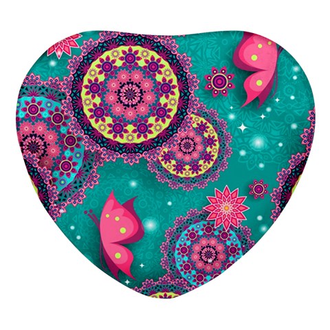 Floral Pattern, Abstract, Colorful, Flow Heart Glass Fridge Magnet (4 pack) from ArtsNow.com Front