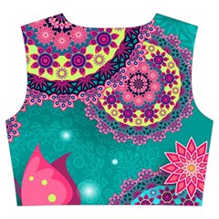 Floral Pattern, Abstract, Colorful, Flow Trumpet Sleeve Cropped Top from ArtsNow.com Back